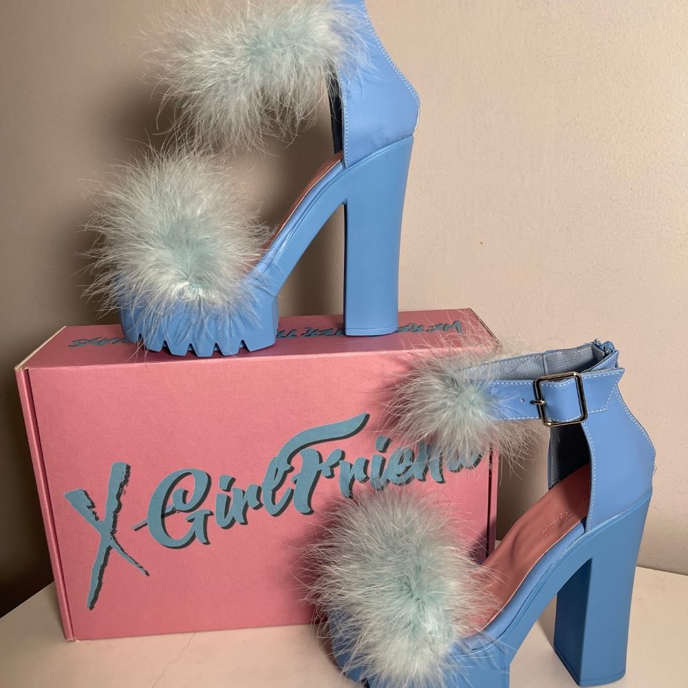 Skye Blue X-Girlfriends Platform Furry Heels